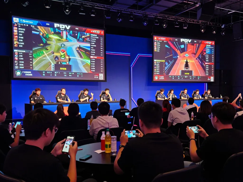 Esports enthusiasts betting on Lc88 app during live matches at an exciting gaming arena.