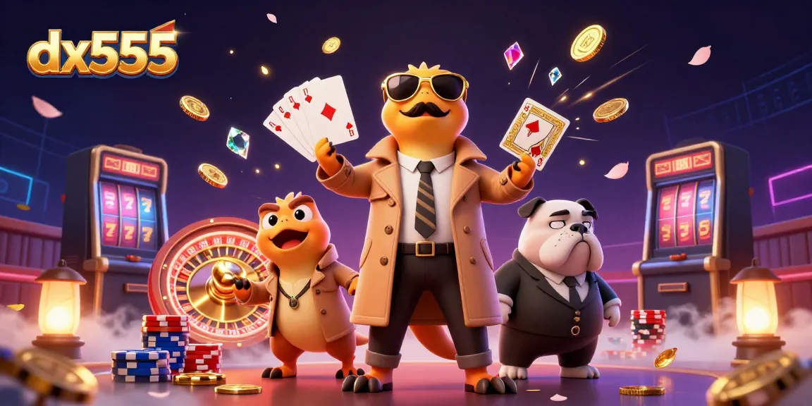 Experience winning thrills at dx555 game zones with cartoon raptors and casino excitement.