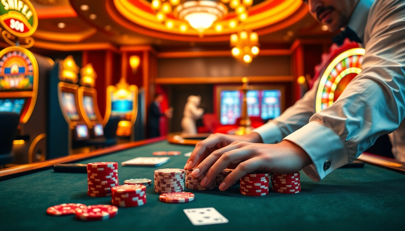 Experience the excitement of gambling at 8XX with vibrant chips and casino tables.