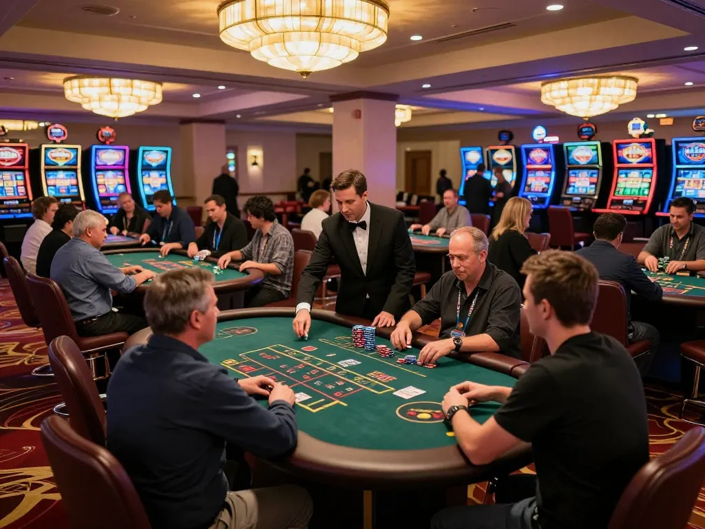 Players at Fabet blackjack tables, showcasing strategic moves and engagement in an exciting casino setting.