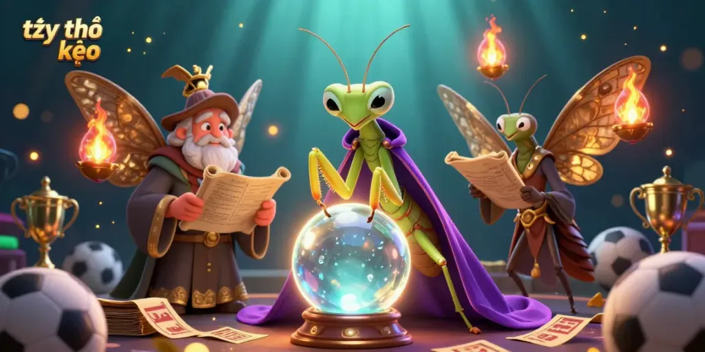 Explore tỷ lệ kèo for sports betting with vibrant characters in a mystical scene.