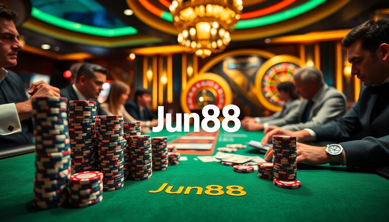 Experience the intensity of gambling at Jun88 with thrilling poker action and luxurious casino elements.