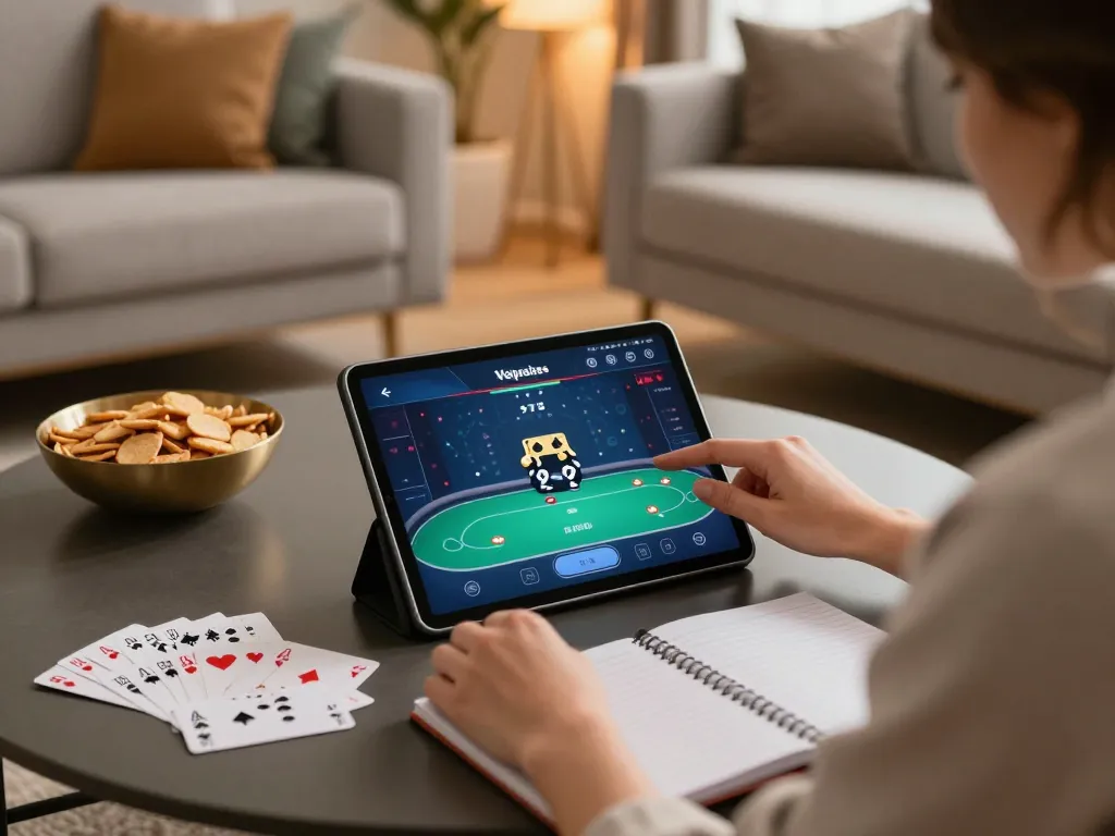 Engaging in a poker game on a tablet, showcasing the lc88 club gaming experience and strategic betting.
