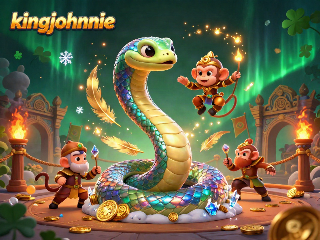 Experience thrilling gameplay at kingjohnnie with a vibrant 3D casino scene featuring colorful characters and rich elements.