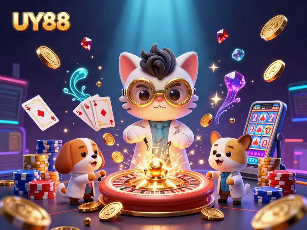 Spin to win with UY88's thrilling casino games and vibrant visual appeal, showcasing excitement.