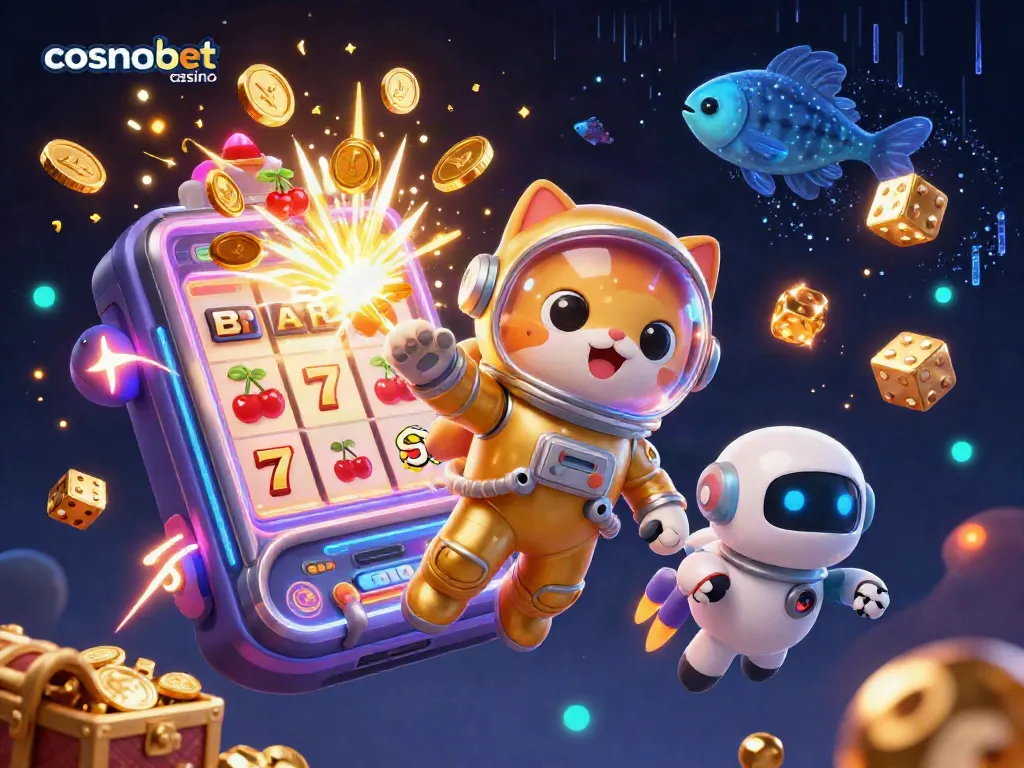 Experience excitement at cosmobet casino with a vibrant cosmic gaming scene featuring unique characters and rich visuals.