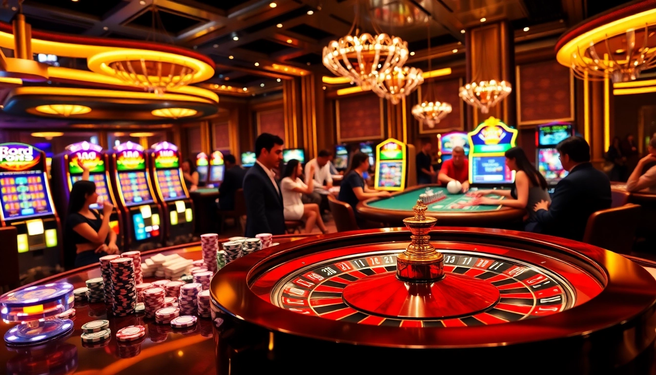 Kèo nhà cái bet88 action showcasing a bustling casino atmosphere with vibrant games and excited players.