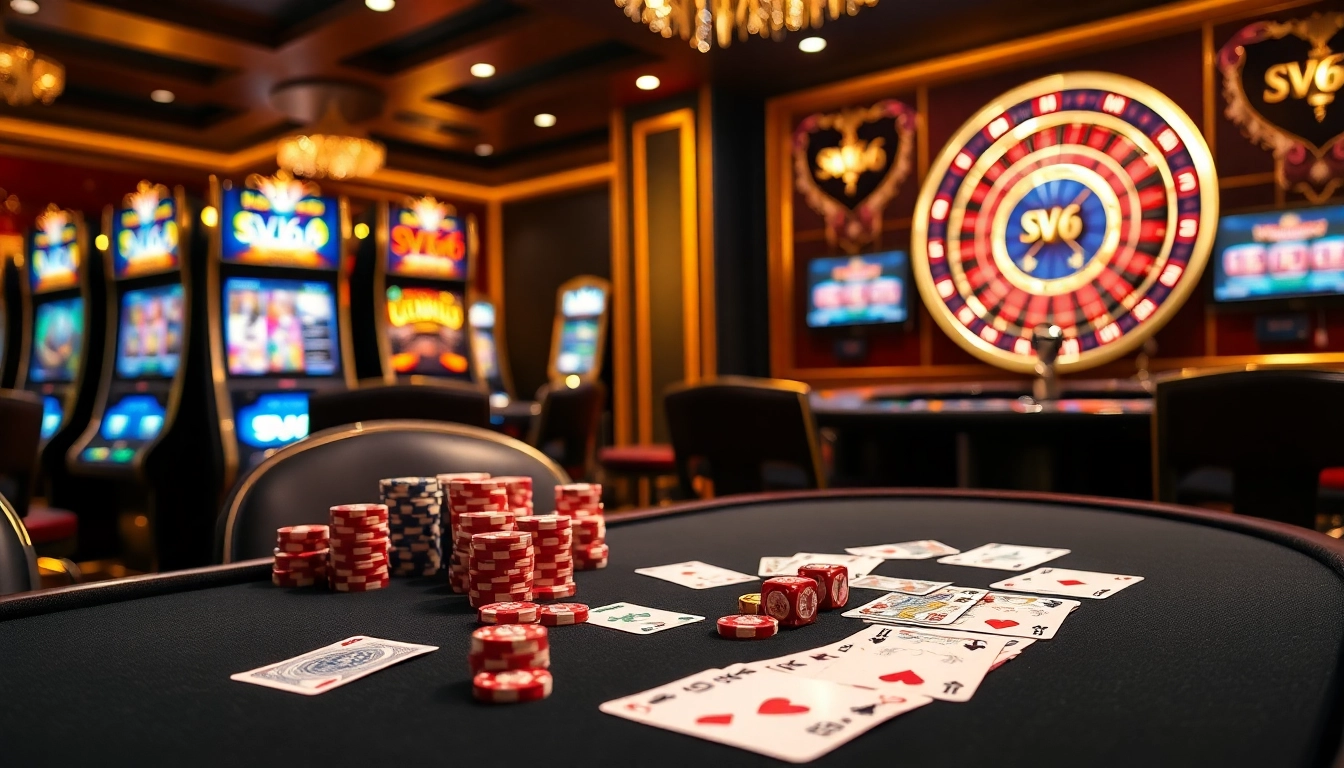 Experience high-stakes gaming at SV66 with vibrant poker tables and exciting casino visuals.
