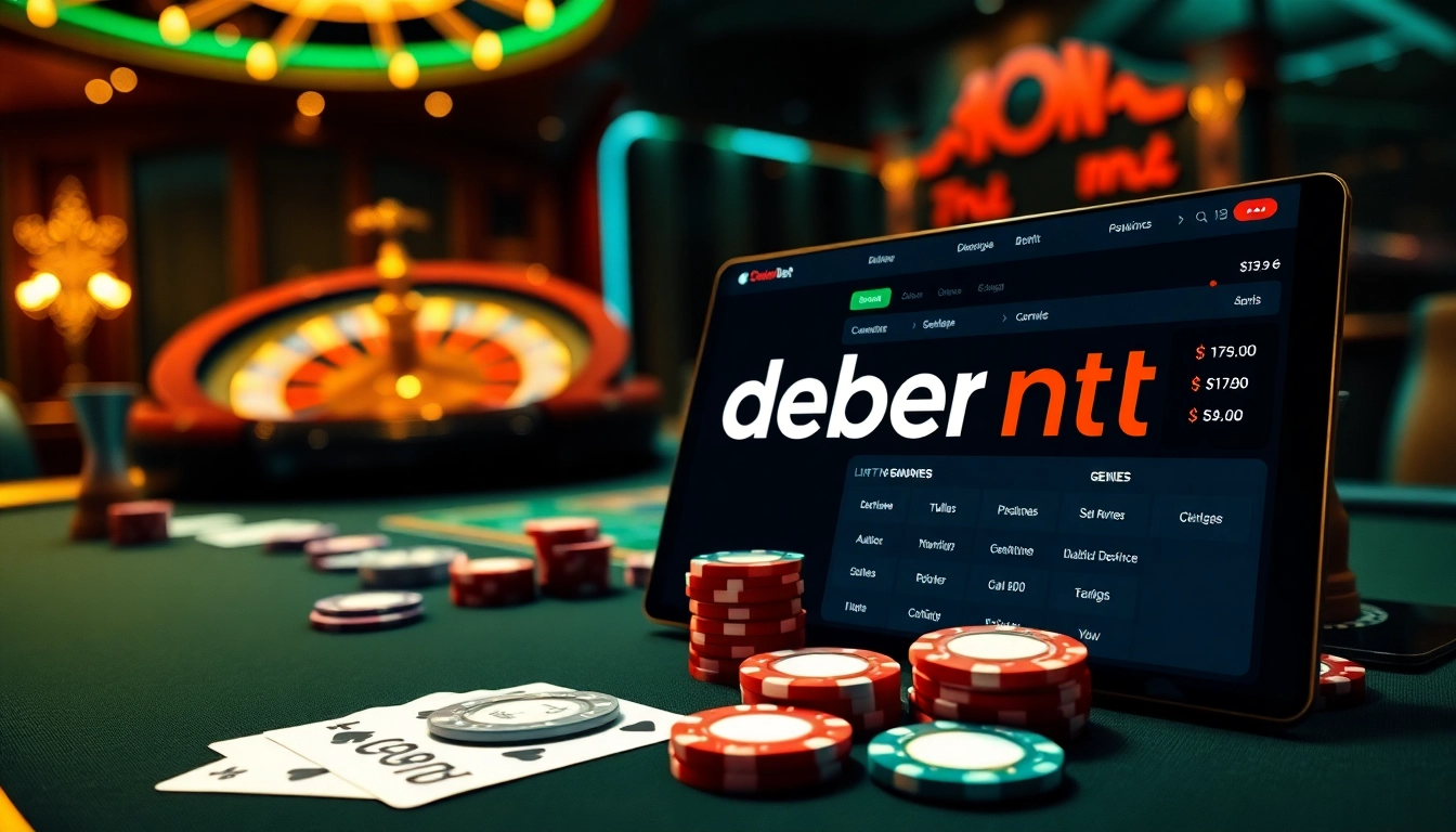 Engage with debet net by playing poker at a luxurious casino table with vibrant chips and cards.