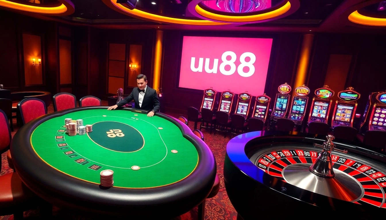 Experience the excitement of gambling at UU88 with vibrant casino tables and slots.