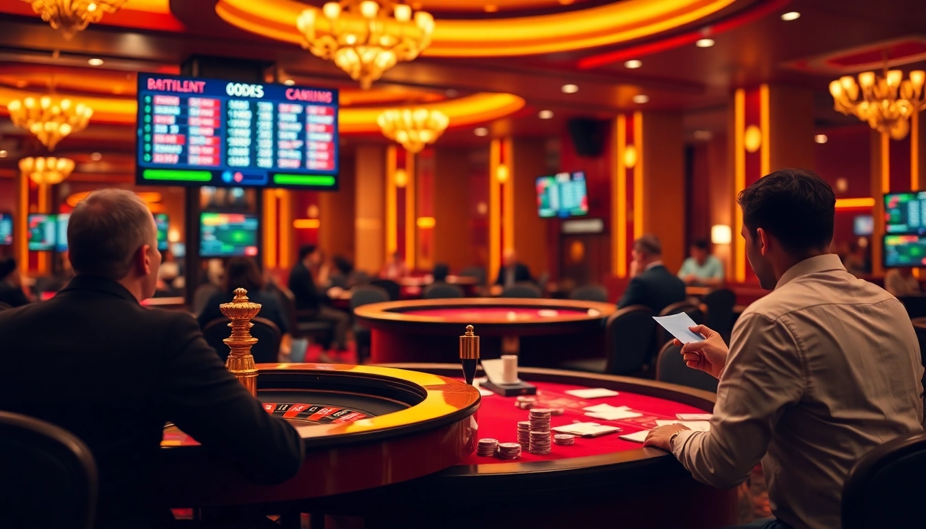 Experience the excitement of kèo nhà cái 5 in a vibrant casino scene with players engaging in high-stakes betting.