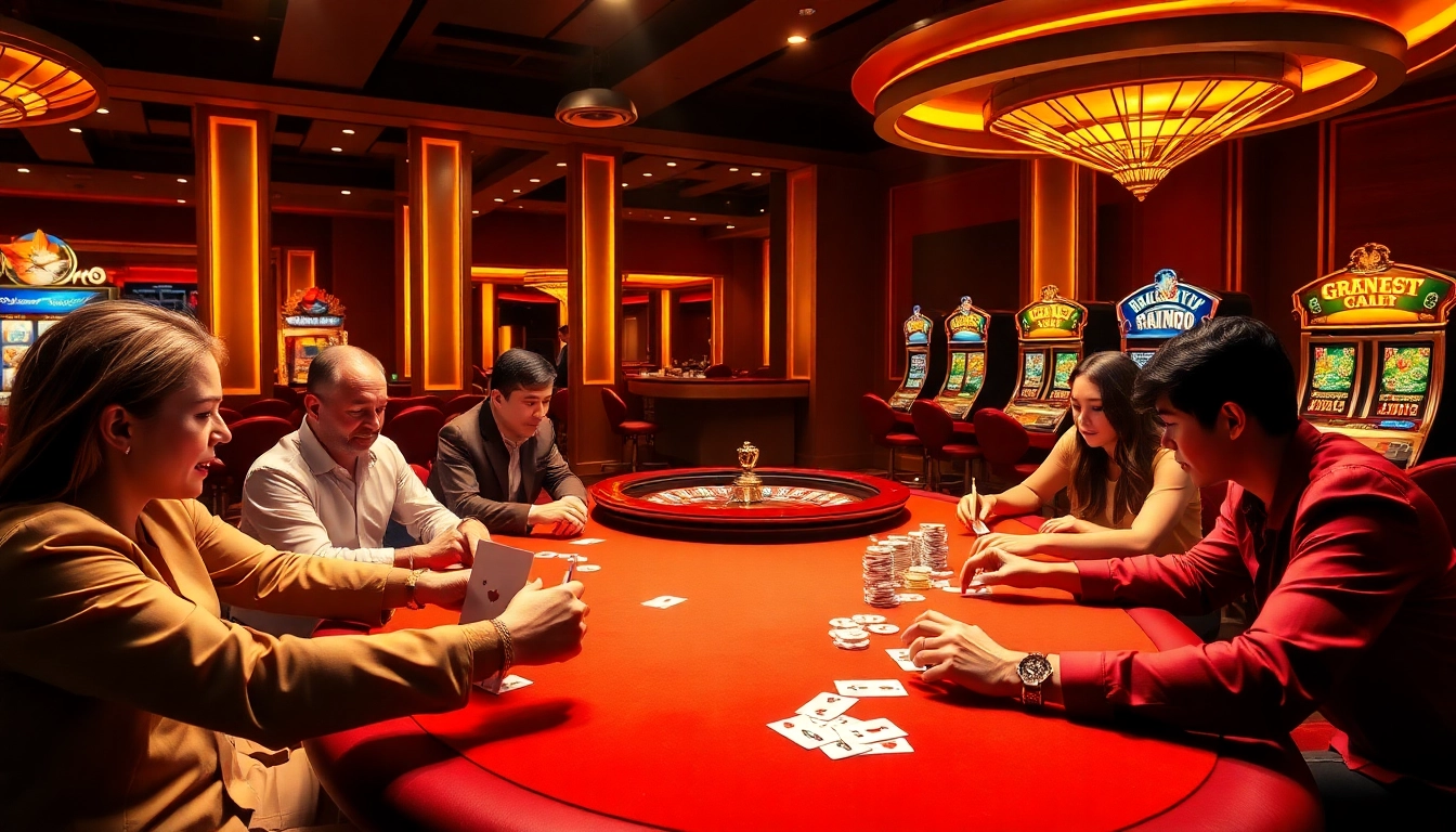 Players experiencing online gaming excitement at mb66 com with vibrant casino elements.