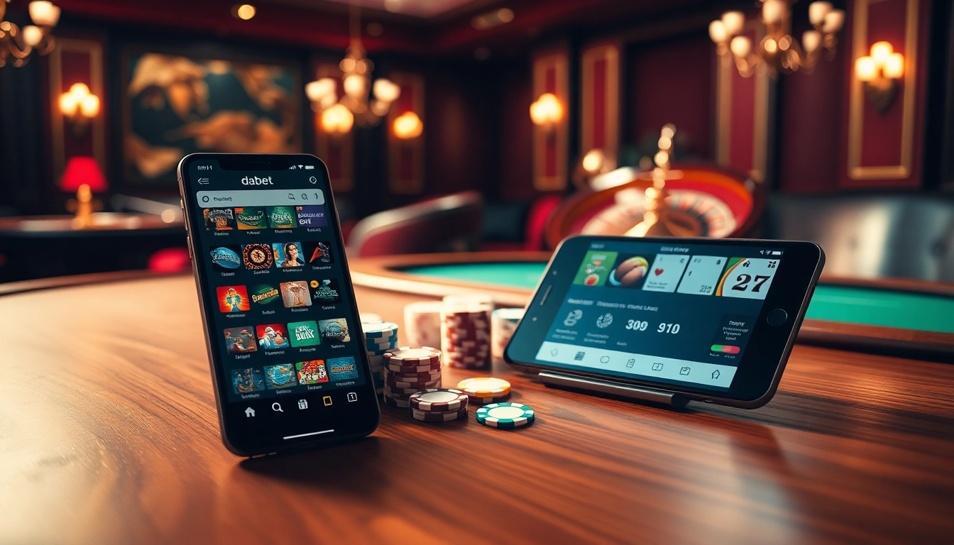 Experience the excitement of app dabet with engaging casino games and betting options at a luxurious table.