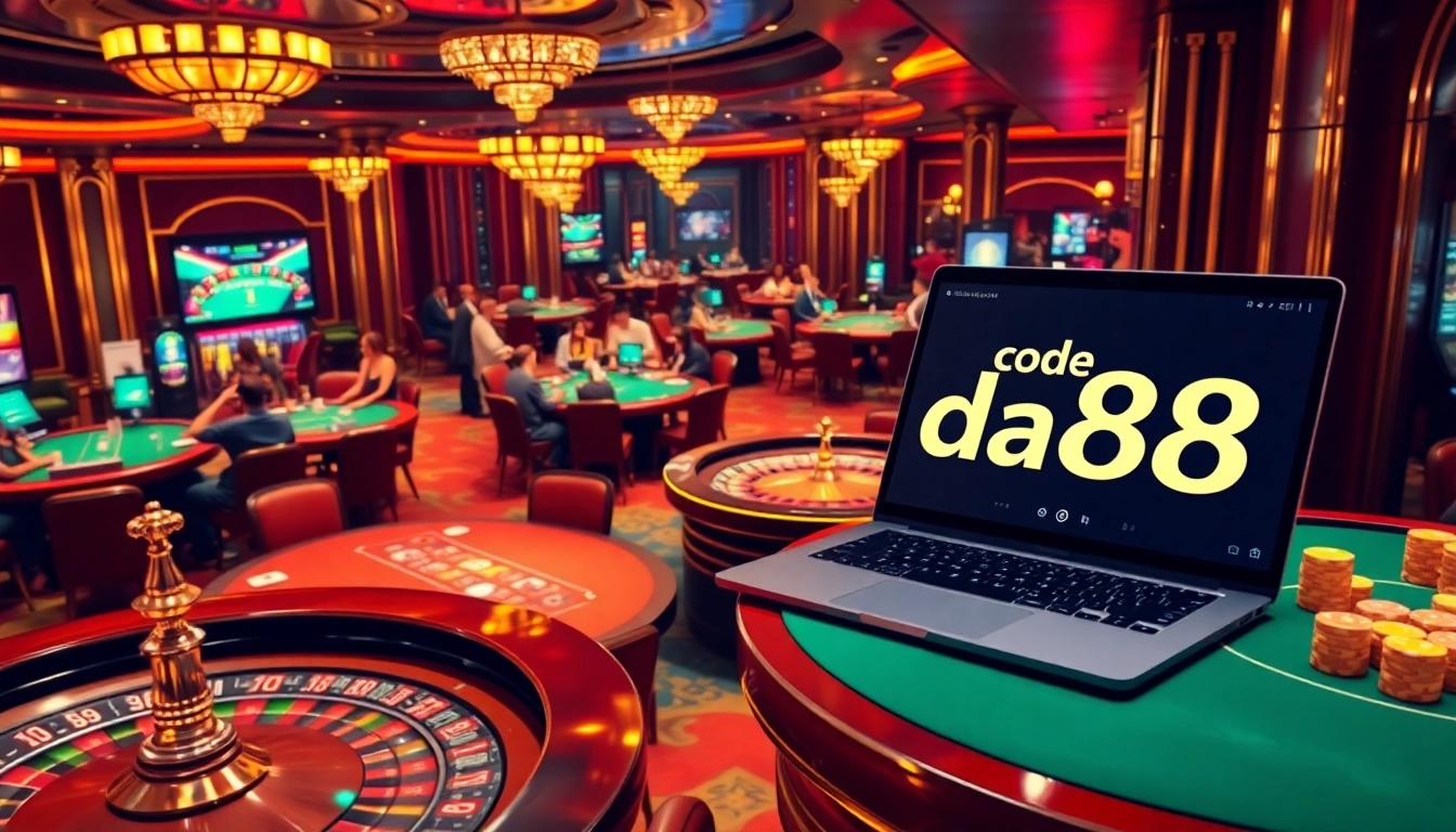 Experience the thrill of high-stakes gambling with the code da88 in a vibrant casino atmosphere.