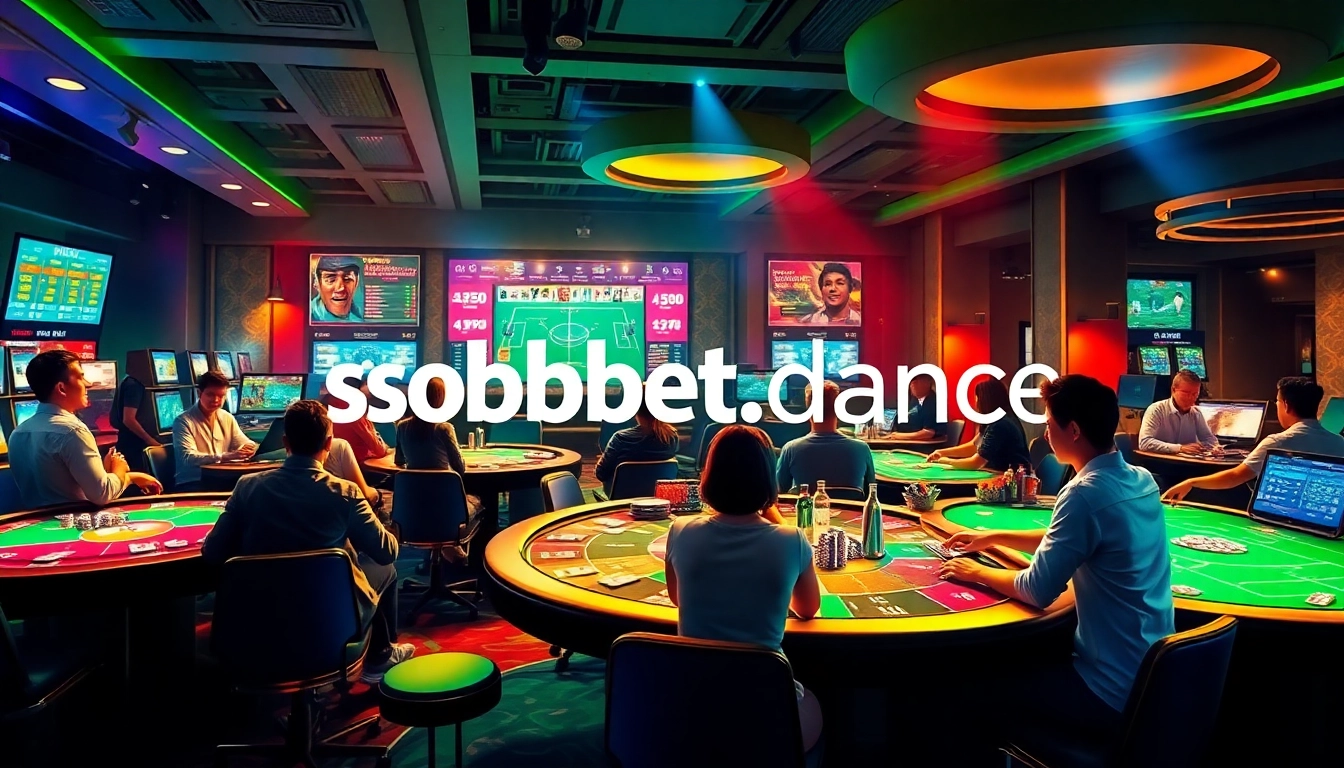 SboBet.dance's dynamic online gaming experience featuring vibrant casino atmosphere with sports betting excitement.