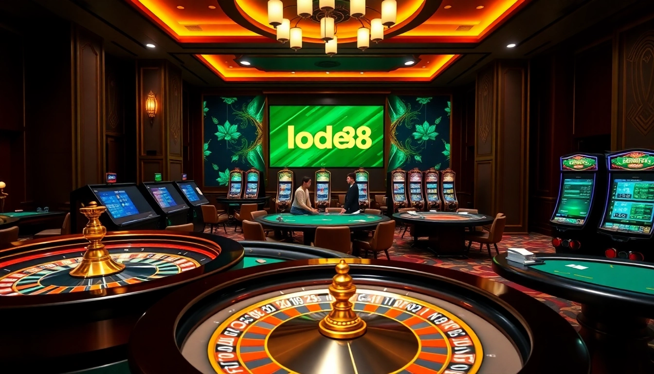 Experience high-stakes gaming action with lode88's vibrant casino atmosphere and engaging betting displays.