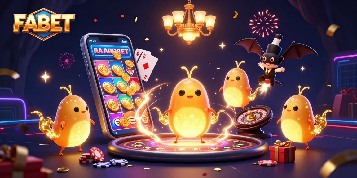 Experience the excitement at FABET's vibrant cave casino with engaging games and lively characters.